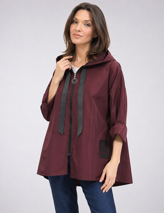 Veste Court Ample Longue Ultra-légère À Capuche & Cordon en Ruban par Froccella