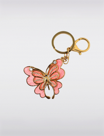 Saki Chic Shimmering Butterfly Charm Keychain featuring a secure keyring and lobster clasp, ideal for accessorizing keys or bags by Manteaux Manteaux.