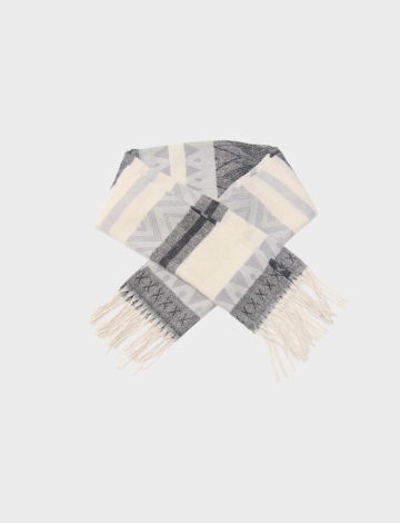 Foulard chic avec un patchwork d'imprimés zigzags et rayures par Saki