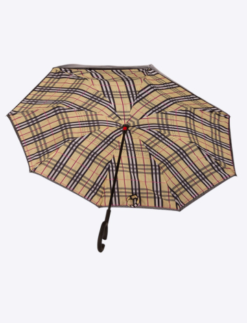 Parapluie Beige Polyvalent À Carreaux Qui S'ouvre À L'envers Par Up-Brella