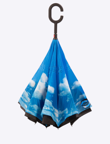 Parapluie Polyvalent Qui S'ouvre À L'envers Avec Un Imprimé De Nuages (208-PARAH11 2361020 Taille Unique BLEU)