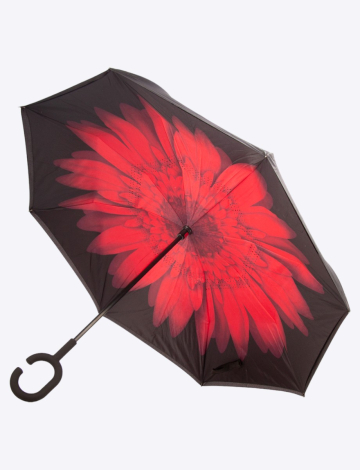 Parapluie Rouge Polyvalent Floral Qui S'ouvre À L'envers Par Up-Brella