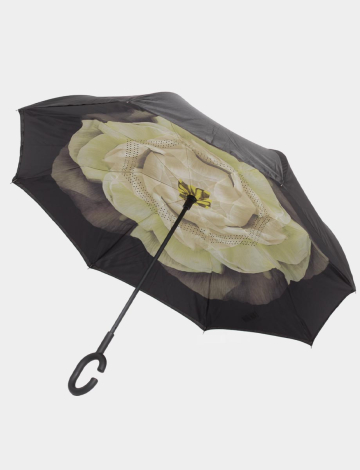 Parapluie Inversé Pratique Avec Une Grande Fleur Sur Le Auvent Par Up-brella (208-PARA5 2400420 Taille Unique BLANC)