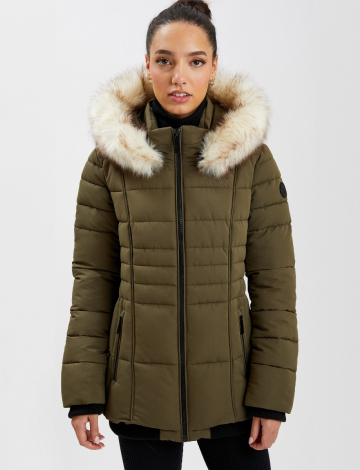 Quilted Bomber with Removable Faur Fur Trim by Point Zero