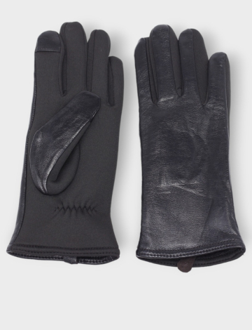 Gants en cuir noirs classiques compatible avec les ecrans tactiles par Nicci