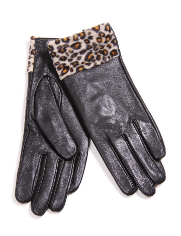 Gants de cuir avec imprimés léopard par Nicci