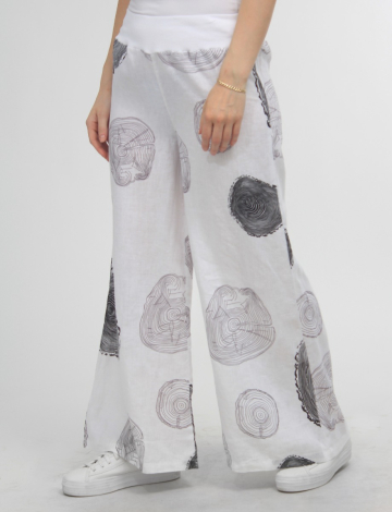 Pantalon Coupe Ample en Lin imprimé avec Grand Cercles Cpar Azucar