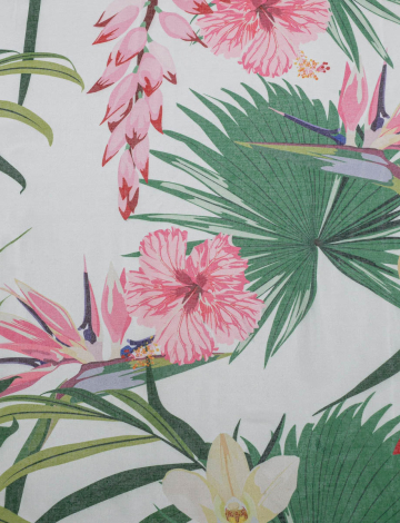 Foulard Imprimé Floral Multicolore Tropicale Léger & Polyvalent Châle Oblong (646-660110217 2350220 Taille Unique BLANC)