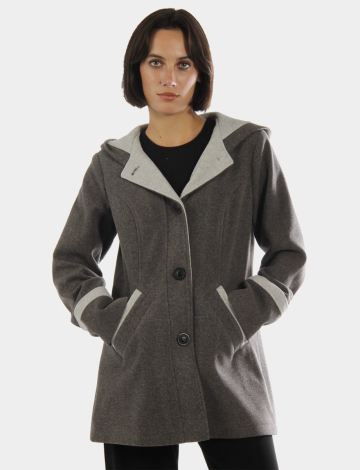 Manteau en laine avec capuche par détails