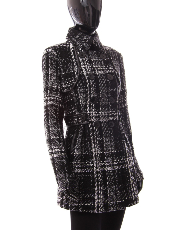Manteau de laine à motifs à carreaux par Sebby