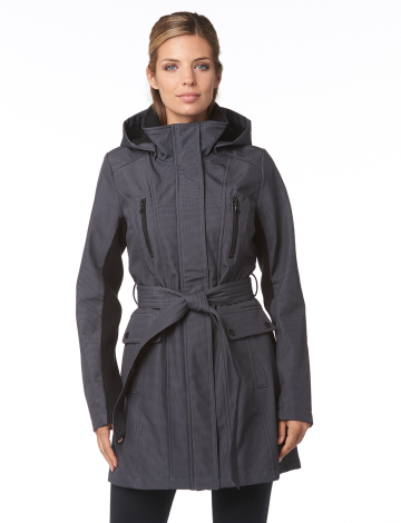 Manteau en coquille souple avec ceinture par Sebby Collection