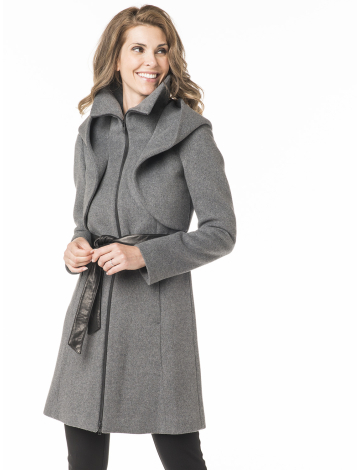 Manteau de laine classique avec ceinture de cuir par Soïa & Kyo