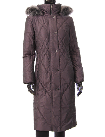 Manteau en duvet classique garni de fourrure luxueuse et surpiqûres par Styla