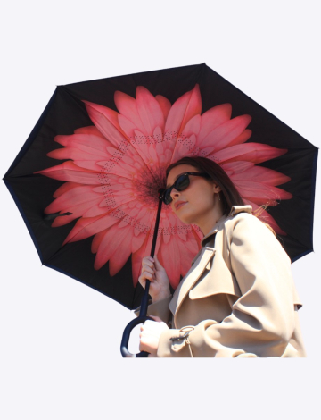 Parapluie Rose Polyvalent Floral Qui S'ouvre À L'envers Par Up-Brella