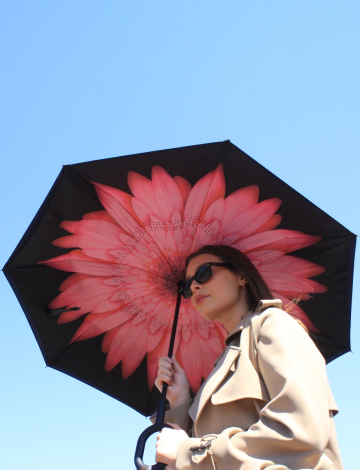Parapluie Rose Polyvalent Floral Qui S'ouvre À L'envers Par Up-Brella